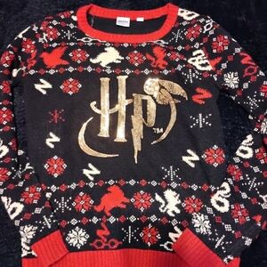 Disney Harry Potter Black and Red Sweater with Gold Logo